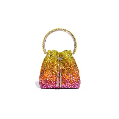 JIMMY CHOO BON BON MULTICOLORED CRYSTAL TOP-HANDLE BAG (15*14*9.5cm)